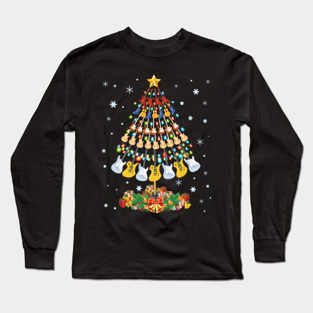 Christmas Guitar Tree Shirt Funny Merry Xmas Gifts Long Sleeve T-Shirt by MarrinerAlex